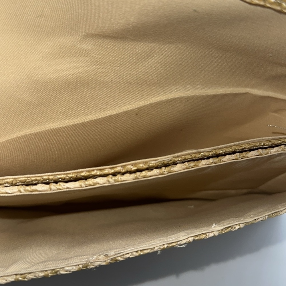 Bohemian Straw Weave Gold Hardware Clutch Purse - Picture 6 of 8